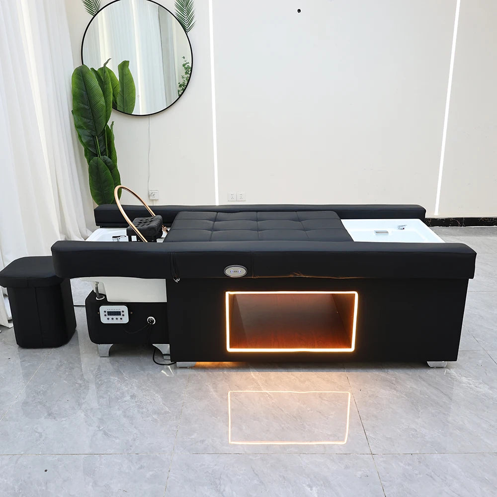 Lit de lavage de cheveux XinSheng pour salon de coiffure, table de massage thaïlandaise, mobilier commercial pour barbier avec bassin de bain de pieds