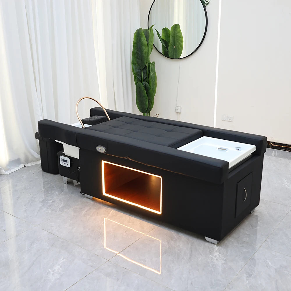 Lit de lavage de cheveux XinSheng pour salon de coiffure, table de massage thaïlandaise, mobilier commercial pour barbier avec bassin de bain de pieds