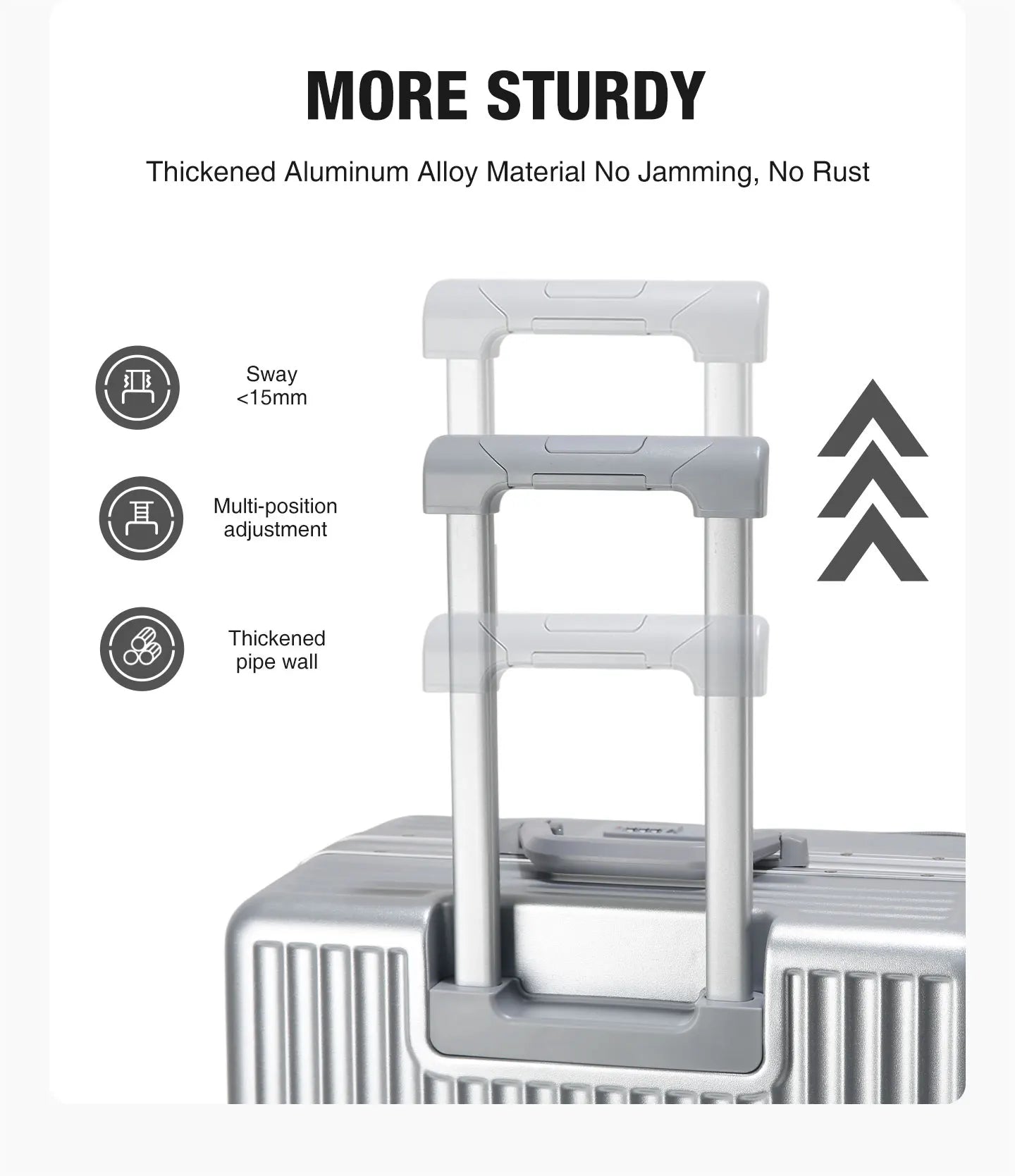 Valise rigide AIWEINY avec cadre en aluminium léger, 360 °   Valise de voyage/sur roulettes silencieuses, avec serrure TSA, avec port USB, 20/24/27 pouces