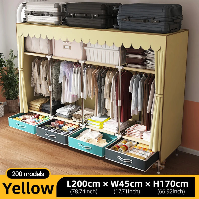 Grande armoire en tissu, organisateur de placard Portable, armoire de rangement multicouche anti-poussière pour salle de location ou chambre à coucher