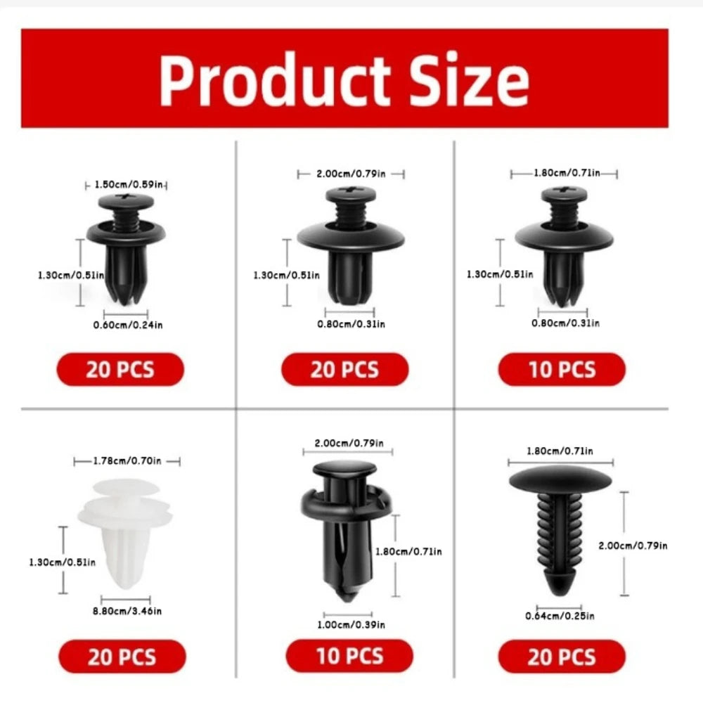 Kit de clips de fixation automatique, 100 pièces, Clips à rivets de garde-boue, goupille de retenue de poussée de carrosserie de voiture, Rivet de pare-chocs de porte, panneau de retenue de voiture