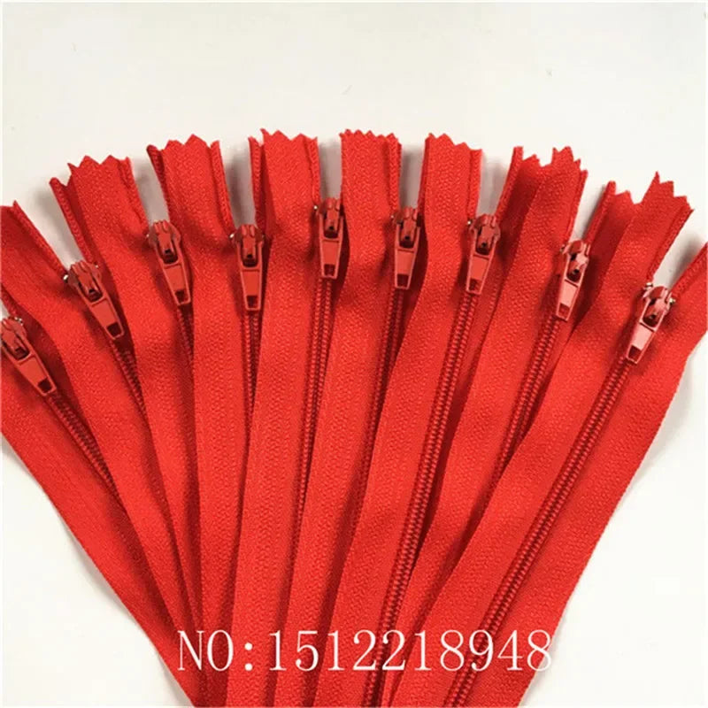 Fermetures éclair rouges en nylon, accessoires de couture et bricolage, qualité durable