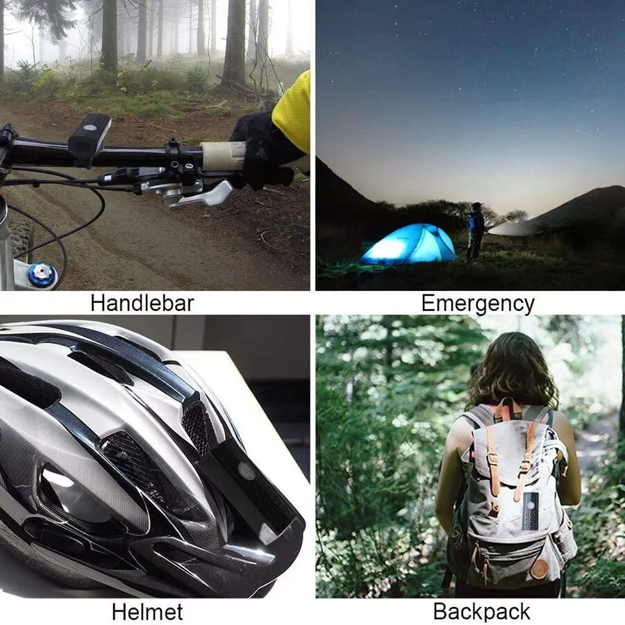 Lampe LED portable pour vélo, casque, sac à dos et camping d'urgence, idéale pour aventures en plein air