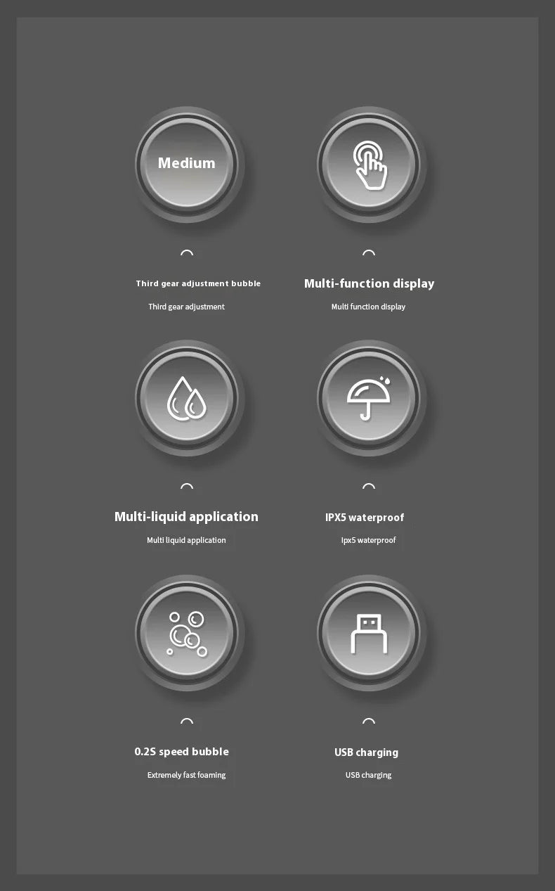 Distributeur automatique de savon liquide pour vaisselle, rechargeable, électrique, à fixation murale, à capteur, moussant, intelligent, sans contact, pour cuisine et salle de bain
