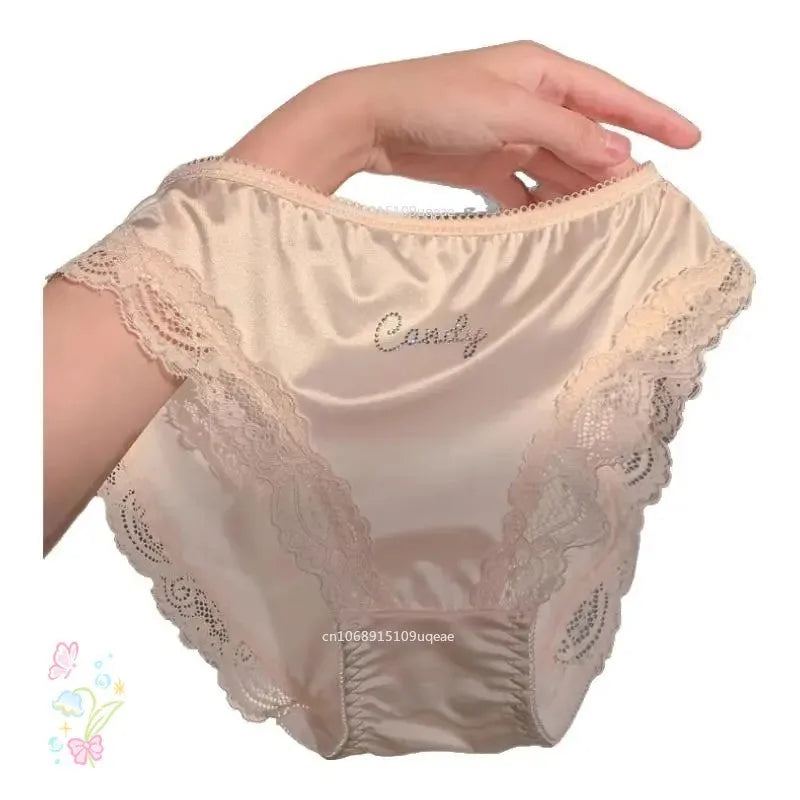 Nouveau Satin dentelle femmes culottes Style français sous-vêtements femmes été mince caleçon taille basse fesses levage dames slips