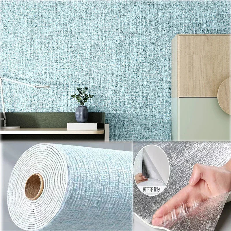 50cmX2.8M/10m lin 3D mousse auto-adhésive couleur unie PVC épaissi imperméable fond mur rénovation papier peint autocollant mural