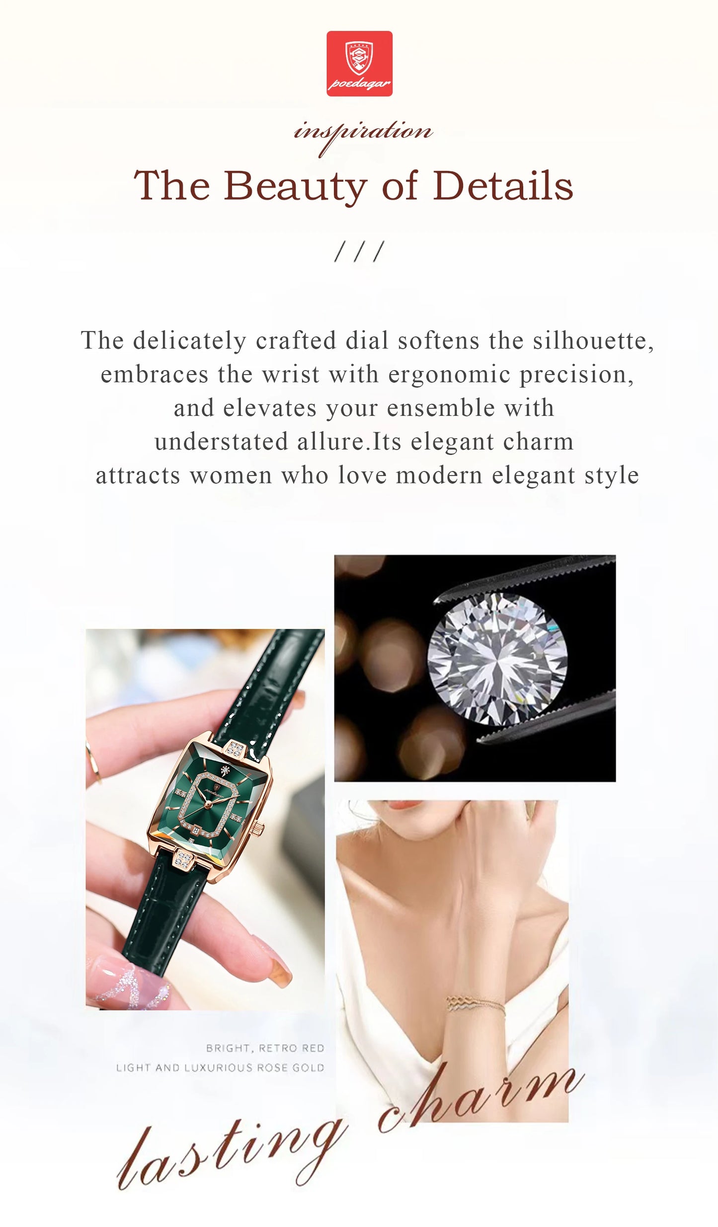 POEDAGAR Original luxe femmes montre-bracelet étanche en cuir Date femme montre élégante de haute qualité Quartz femmes montres Reloj