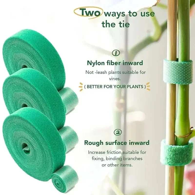 Attaches à crochet en Nylon réutilisables pour plantes, ruban de fixation vert pour enveloppe de canne en bambou, Support, accessoires de jardin et de maison, 1/2 pièces