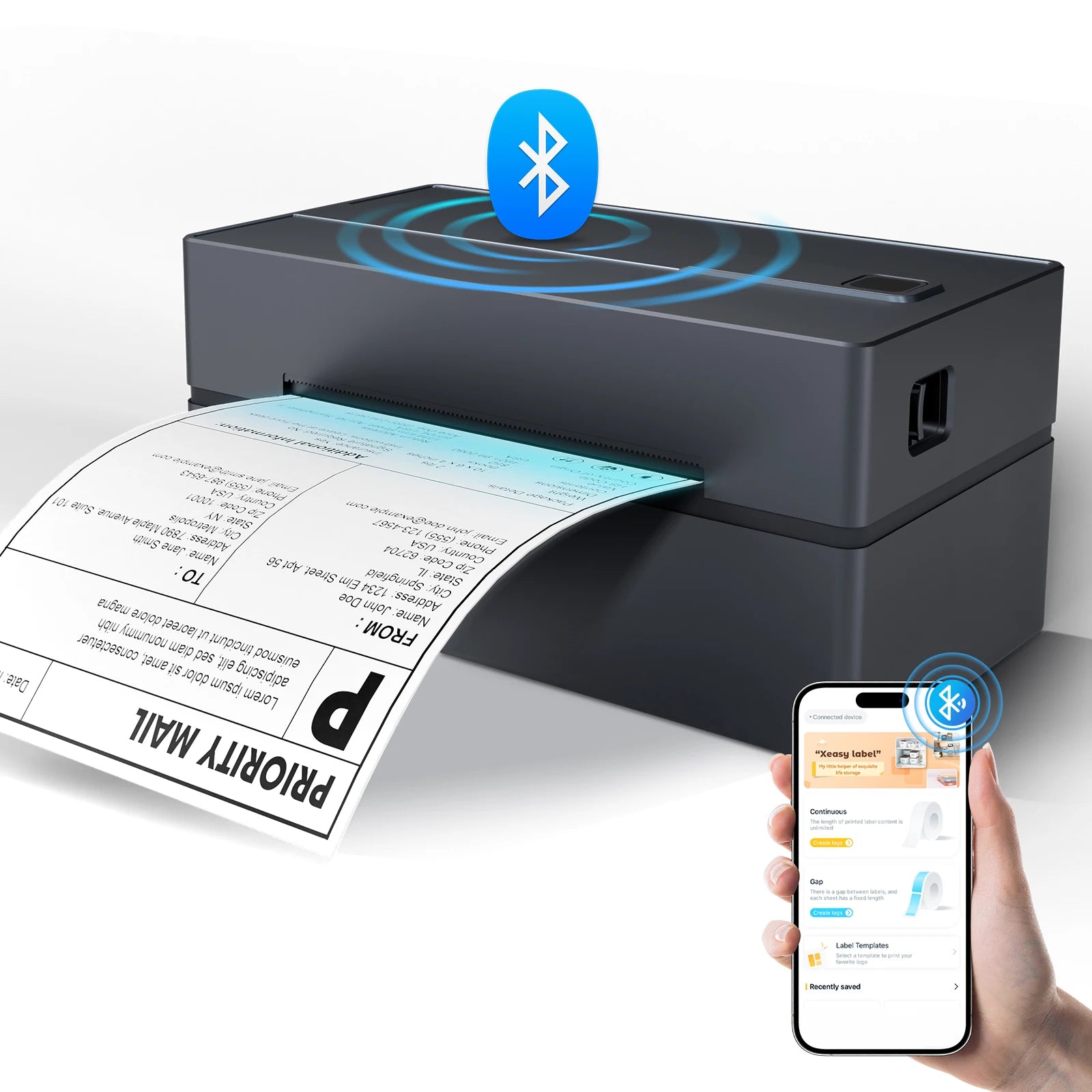 Imprimante d'étiquettes Bluetooth sans fil pour colis, connectée à smartphone, idéale pour e-commerce et livraison rapide