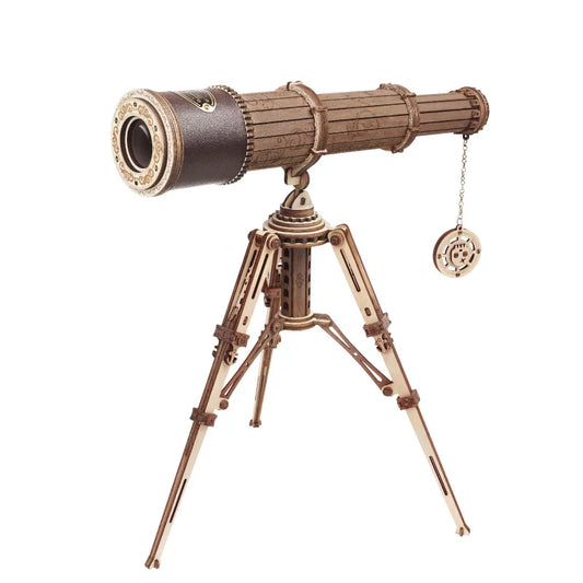 Télescope en bois steampunk avec trépied, gadget high-tech décoratif et fonctionnel