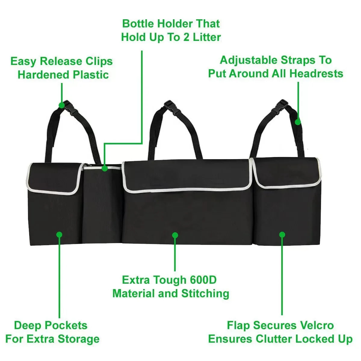 Sac de rangement polyvalent en tissu Oxford pour coffre de voiture, boîte de rangement suspendue pour siège arrière de véhicule pour intérieur d'automobile