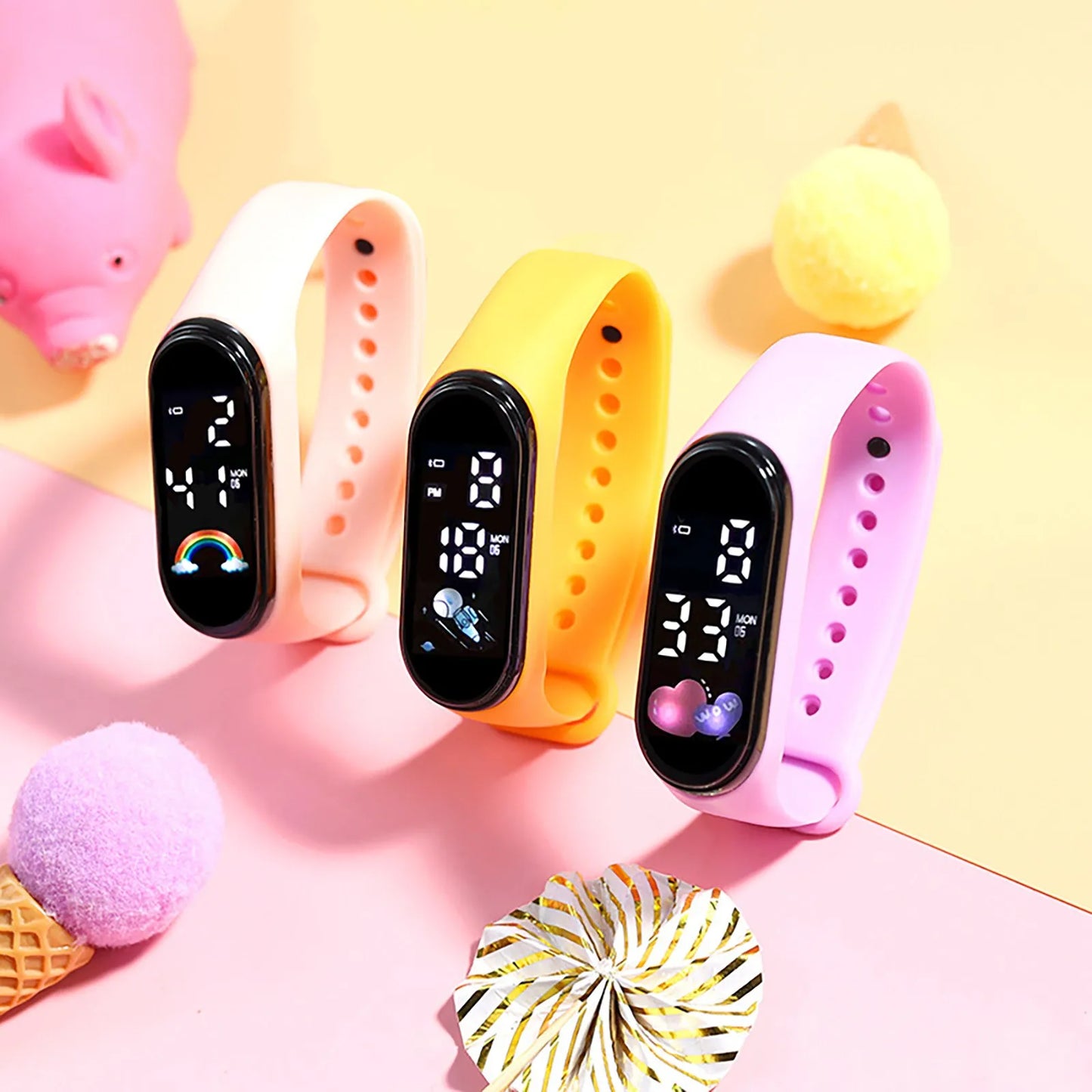 Montre connectée Kawaii pour enfants, mode, extérieur, étanche, sport, montres pour garçons et filles, montres numériques, silicone, montre enfant