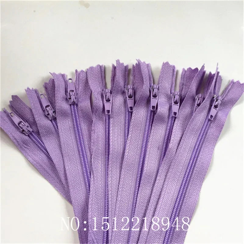 Fermetures éclair violettes en tissu, idéales pour couture et bricolage, accessoires de mode pratiques