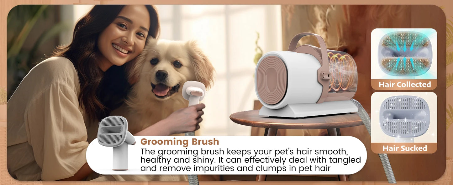 AIRROBO PG50 Kit de toilettage pour chiens, aspirateur de toilettage pour chiens 5 en 1, poussière 2,5 L, 11 000 Pa, super aspiration pour poils d'animaux, faible bruit