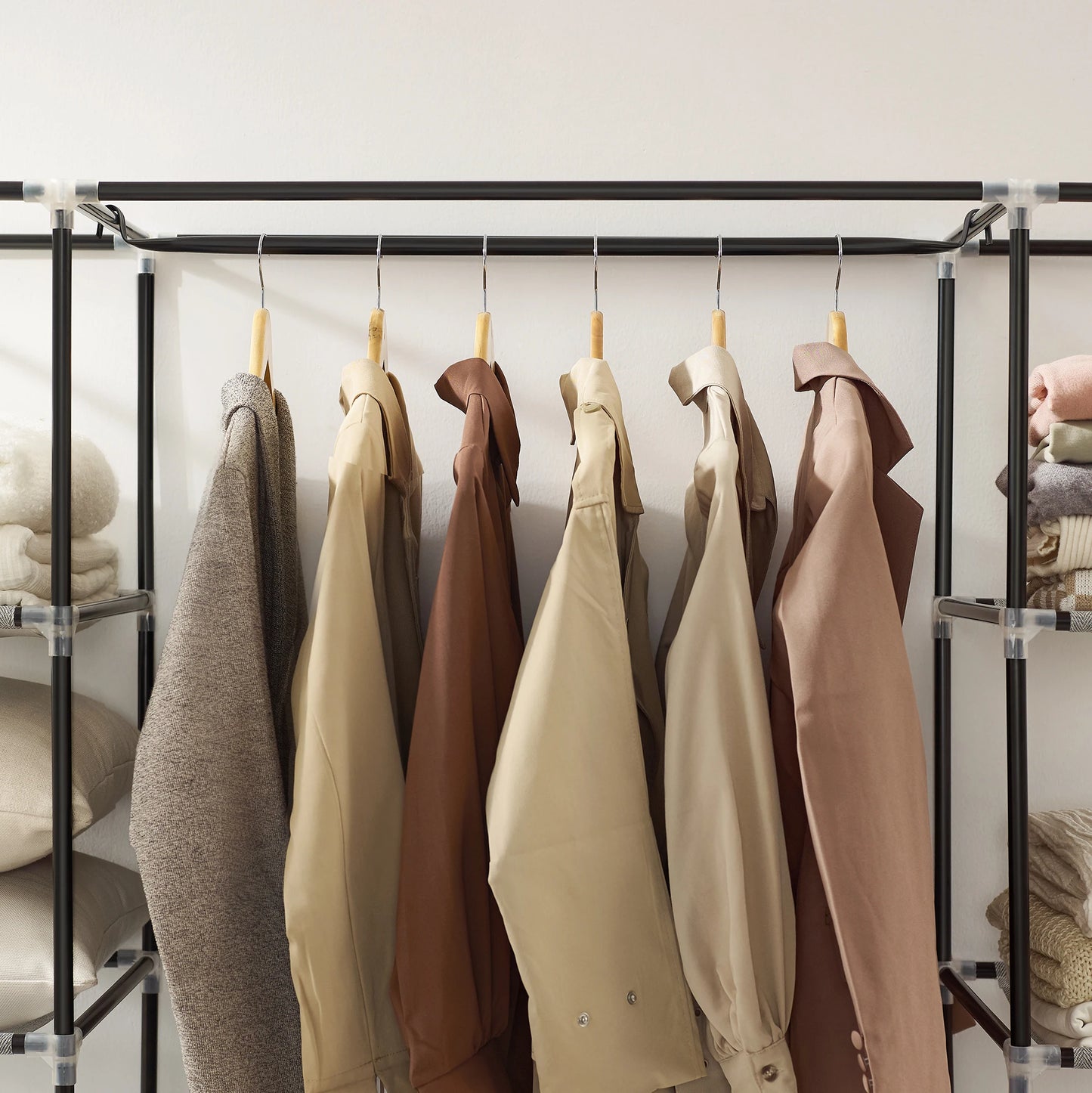 Bly GMICS-armoire de Cisco, penderie portable pour chambre à coucher, rail à vêtements avec housse en tissu non tissé, évaluation du stockage des vêtements
