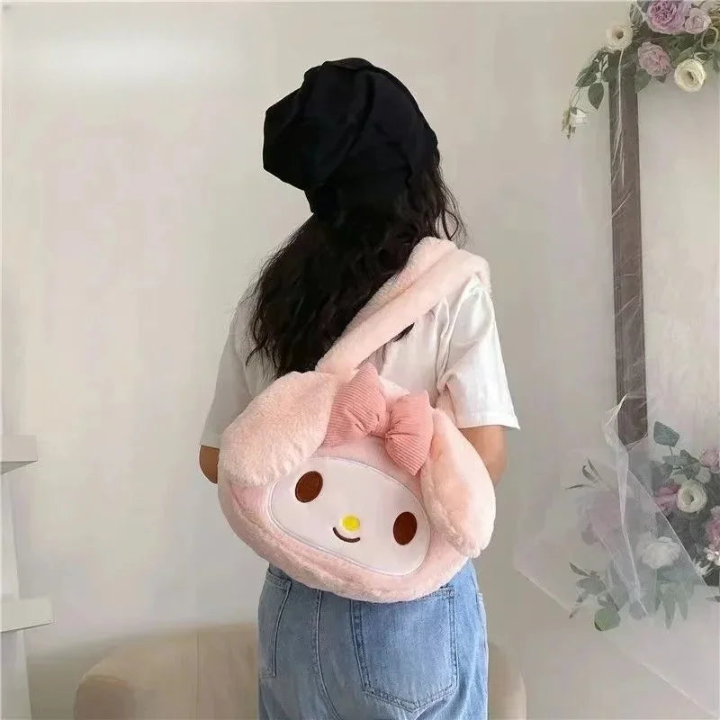 Sanrio mignon doux polyvalent grande capacité en peluche sac à bandoulière femme nouveau Kulomi sac à main dessin animé sac en peluche sac de messager