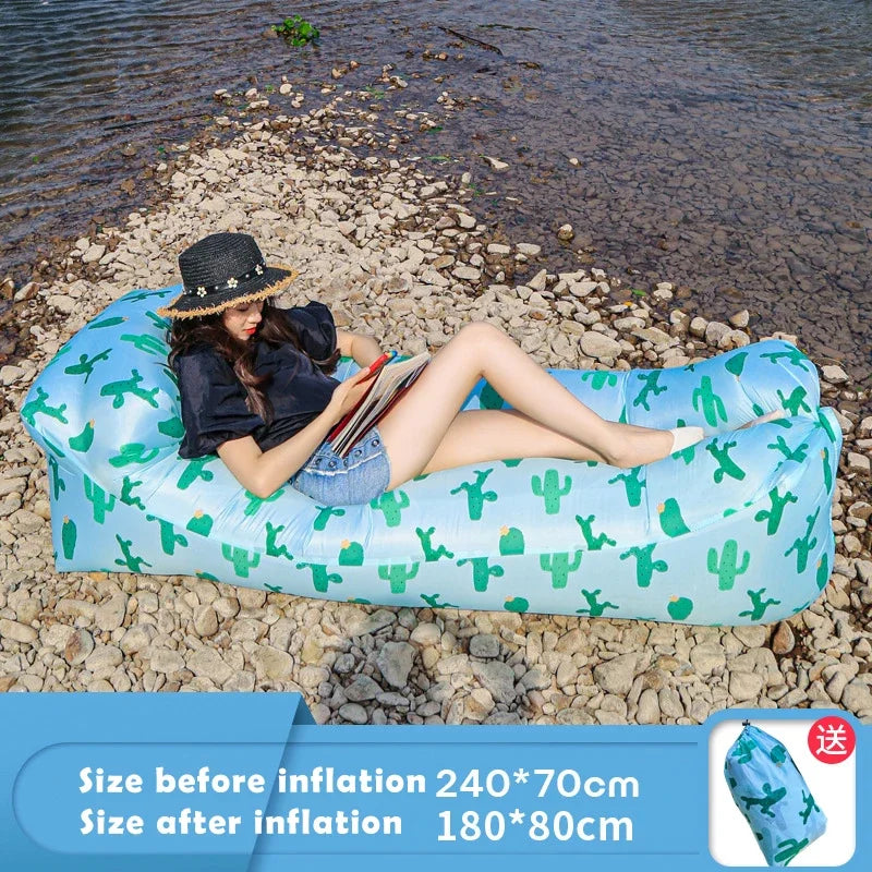 Tendance produits de plein Air canapé-lit gonflable rapide sac de couchage de bonne qualité sac gonflable sac paresseux canapé de plage 240*70 cm