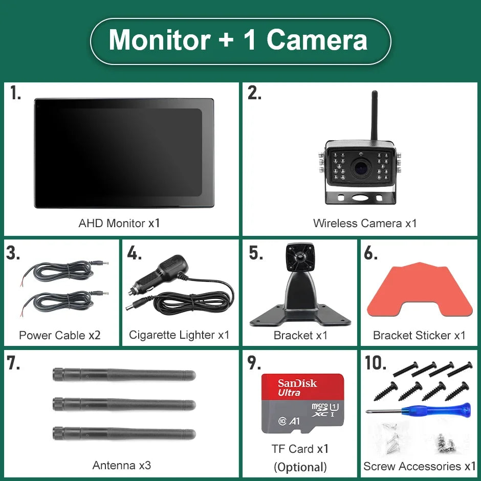 GreenYi 10 pouces AHD numérique sans fil écran tactile DVR enregistrement caméra IR WiFi 4CH moniteur de voiture pour camion/remorque/Bus/RV/SUV
