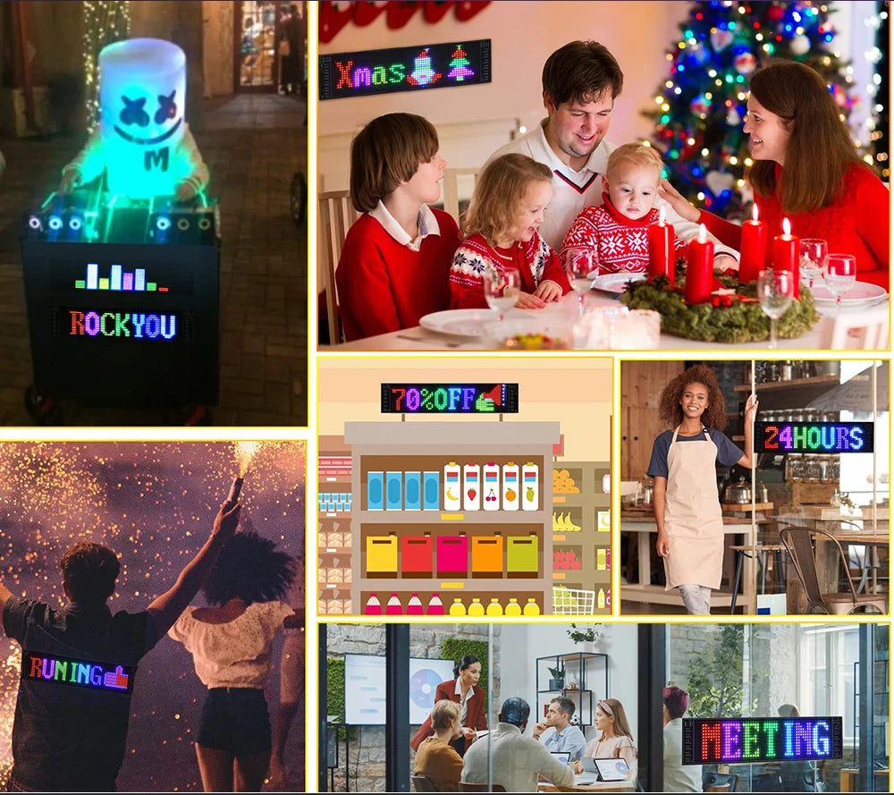 Gadgets LED high-tech : panneaux lumineux, décoration festive, affichages dynamiques pour magasins et événements