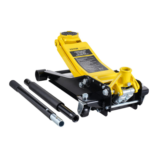 Jack hydraulique jaune et noir VEYOR 2 tonnes avec levier, outil de levage automobile robuste