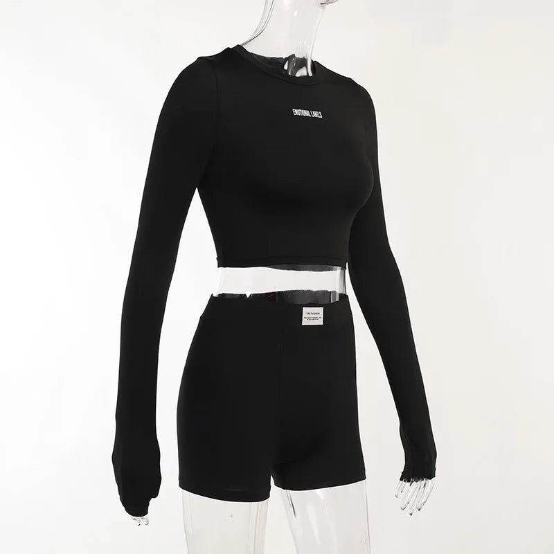 Short à manches courtes et col rond pour femme, ensemble sportif polyvalent, mode européenne et américaine, printemps et été, 3/4, 2 pièces