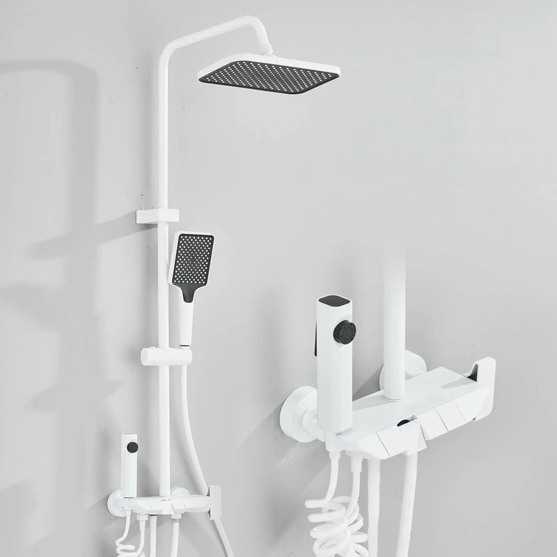 Rozin – ensemble de robinets de douche à affichage numérique intelligent noir, système de salle de bains à pluie de Style Piano, mitigeur numérique gris, douche de Bidet