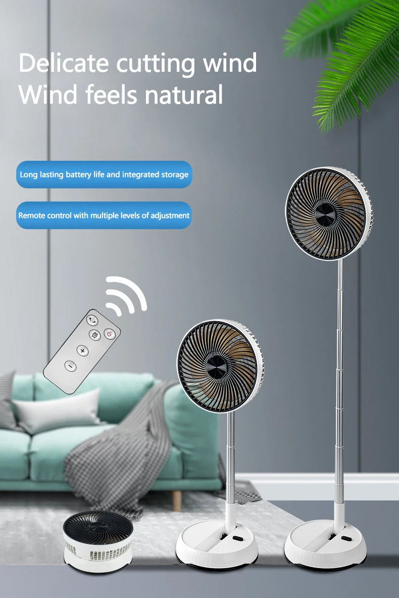 Ventilateur sur pied oscillant portable avec télécommande, ventilateur de bureau pliable, batterie aste, 62 piédestaux, camping