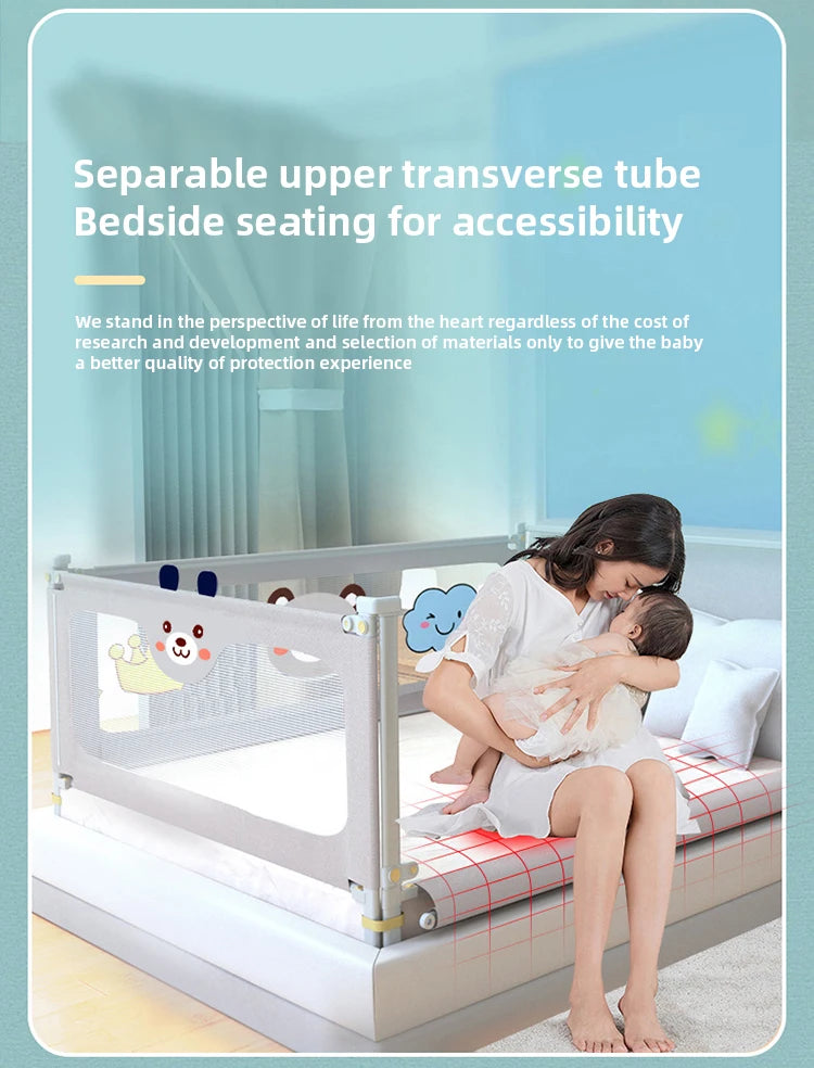 Barrière de lit bébé avec tube supérieur amovible, siège de chevet pour accessibilité, sécurité enfant