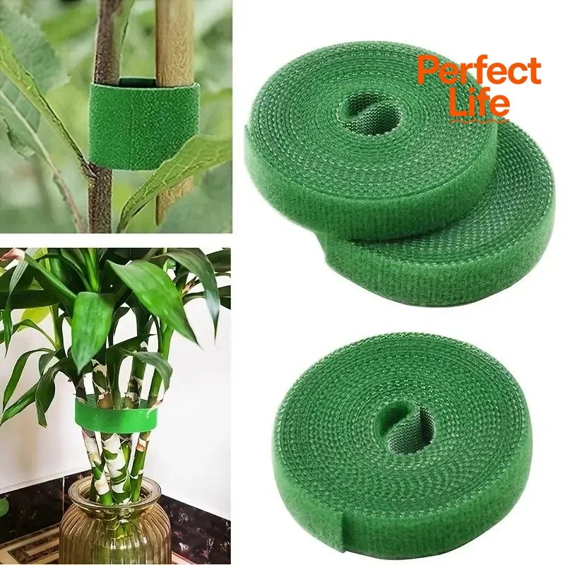Attaches à crochet en Nylon réutilisables pour plantes, ruban de fixation vert pour enveloppe de canne en bambou, Support, accessoires de jardin et de maison, 1/2 pièces