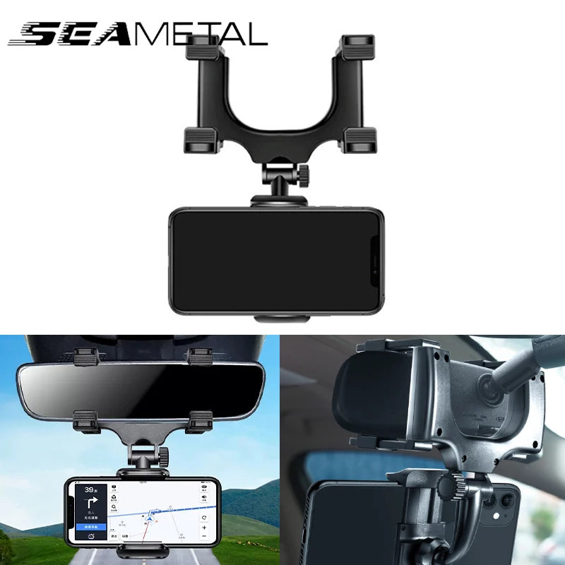 SEAMETAL-Support de téléphone pour rétroviseur de voiture, réglage de la rotation libre, pince stable, support de téléphone pour smartphone, navigation rapide, ket