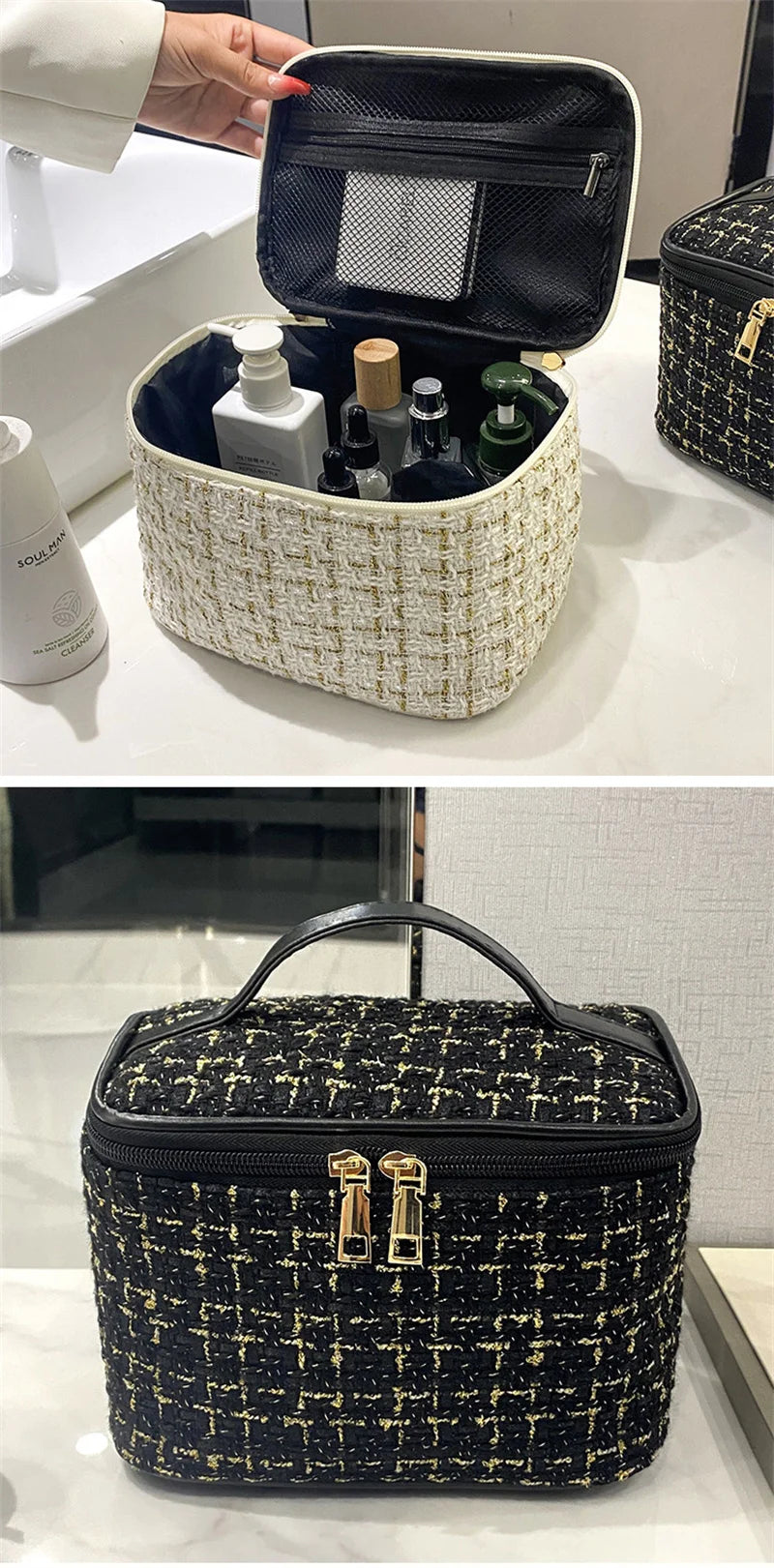 Nouvelle Trousse de Maquillage Portable pour Femme, Style Parfumé, Simple et Tendance, Grande Capacité, pour le Maquillage et les Voyages