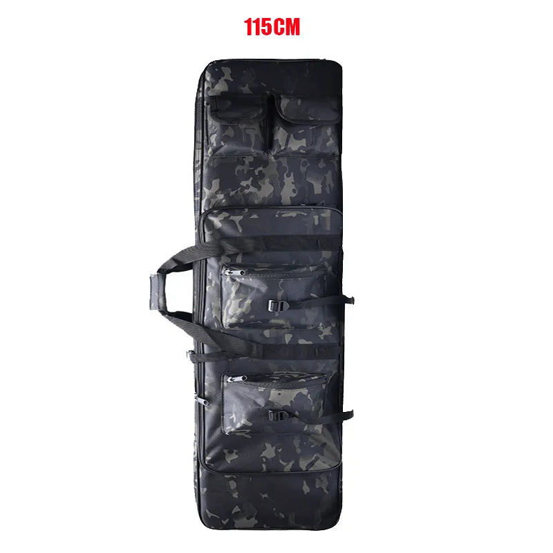 Sac de transport camouflage 115 cm pour fusil, étui robuste avec poches multiples et sangle épaule