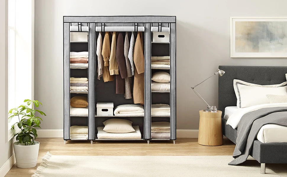 Bly GMICS-armoire de Cisco, penderie portable pour chambre à coucher, rail à vêtements avec housse en tissu non tissé, évaluation du stockage des vêtements