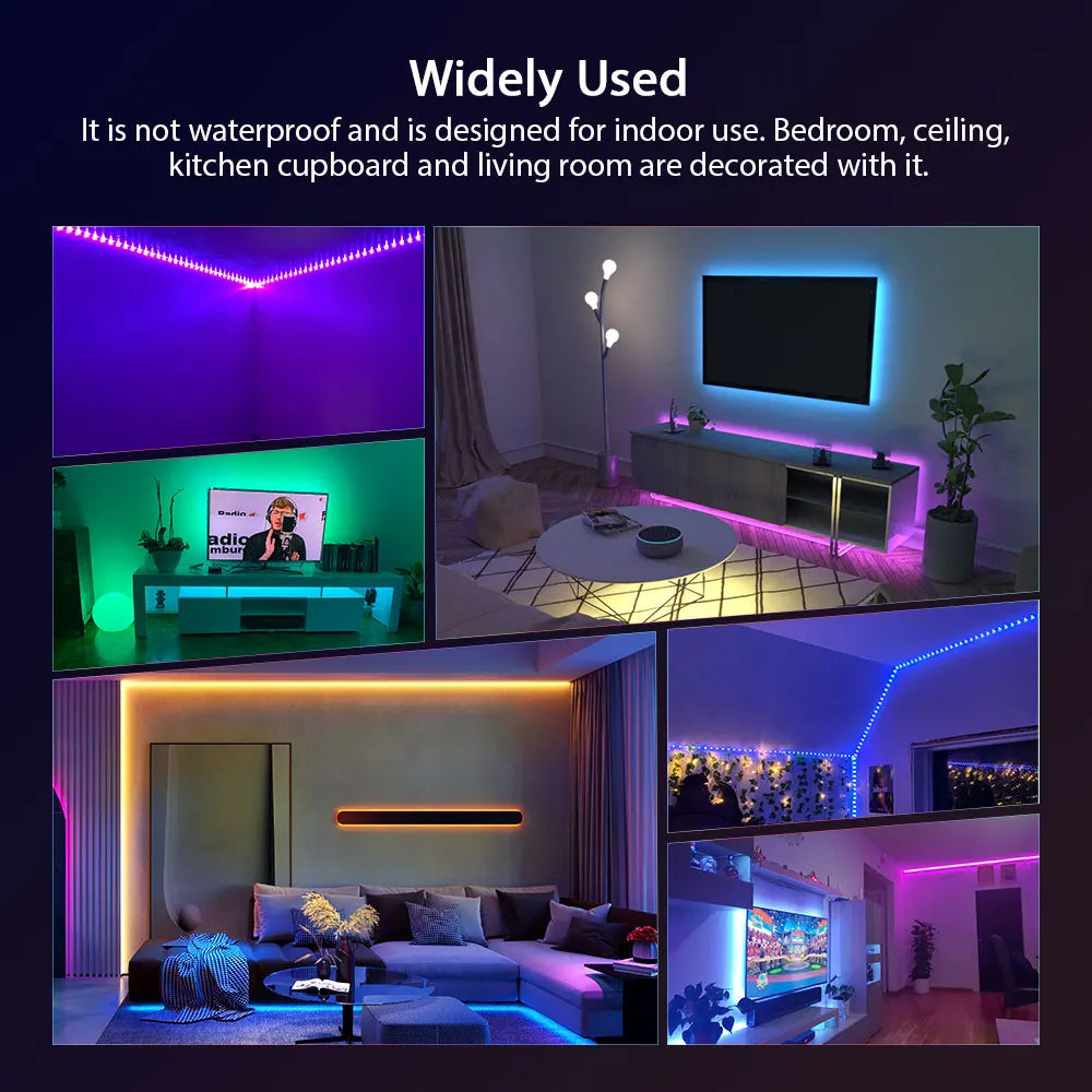 Bandes LED RGB pour salon, chambre, cuisine – éclairage ambiant coloré et décoratif intérieur