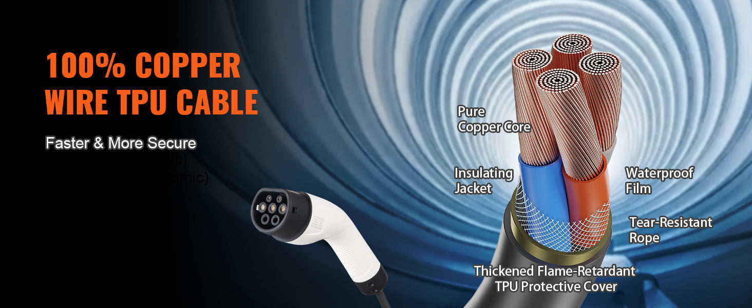 Câble TPU en cuivre pur pour chargeur électrique, résistant et sécurisé, avec gaine ignifuge et film étanche