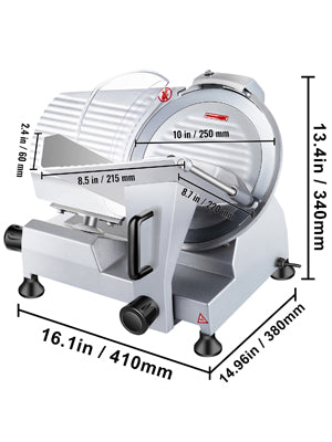 VEVOR Trancheuse Électrique Commerciale 200 W Trancheuse à Jambon Lame 203 mm 350-400 tr/min Trancheuse Charcuterie en Acier Inoxydable et Alu pour Couper en Tranches Viande Fromage Légumes Fruits