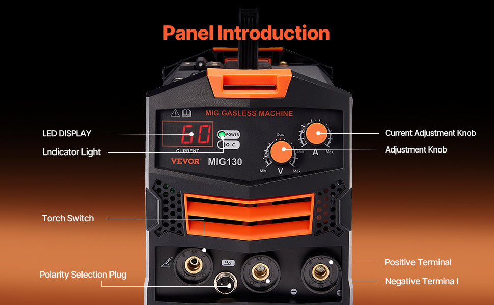 SucceBuy – soudeur MIG 130Amp, Machine à souder Mig synérique, noyau de Flux sans gaz, soudeur Mig Portable avec écran d'affichage numérique