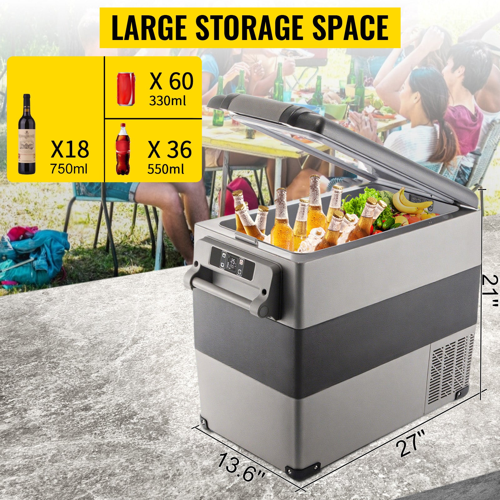 Congélateur portable grande capacité pour boissons et aliments, idéal pour pique-nique ou voyage